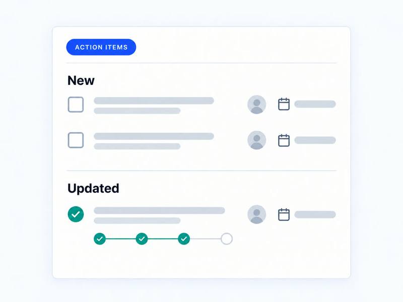 New action items and updates to work already in motion.